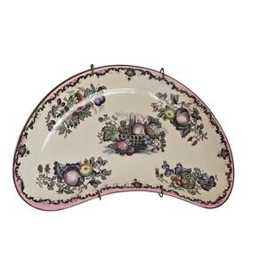 Rare crescent shape Vintage Mason's‎ Patent Ironstone China Plate Country Charm